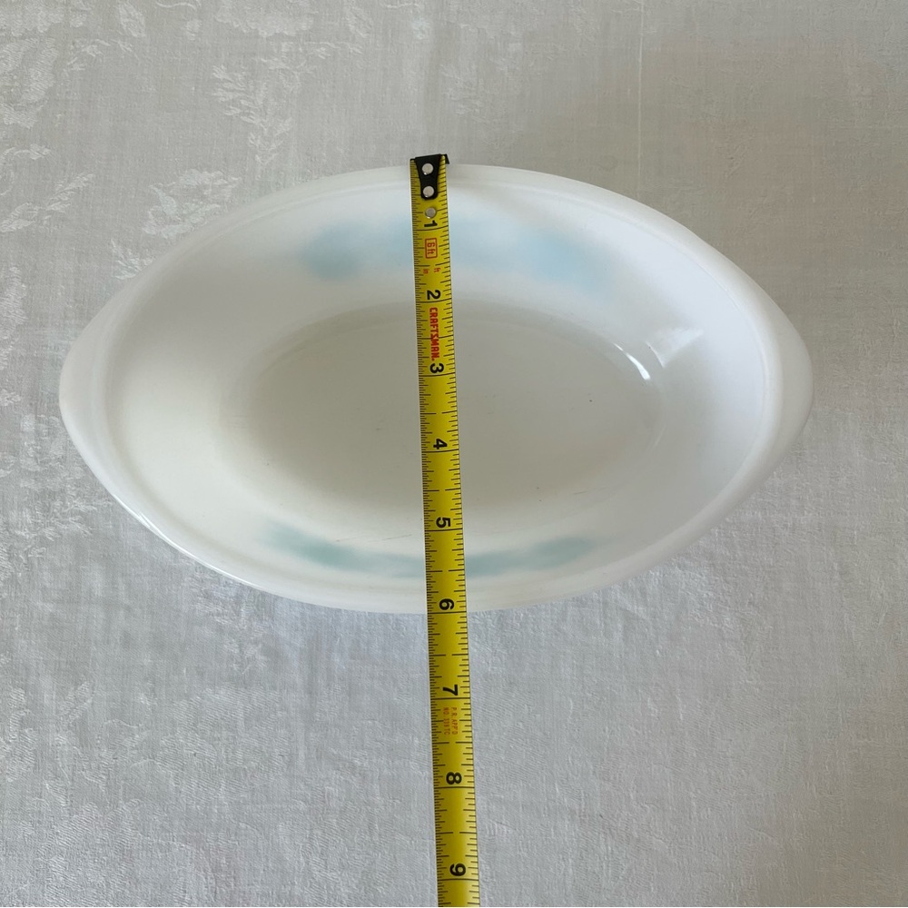 Vintage 1 QT. Glasbake White and Blue Floral Baking Casserole Dish - Picture 7 of 13